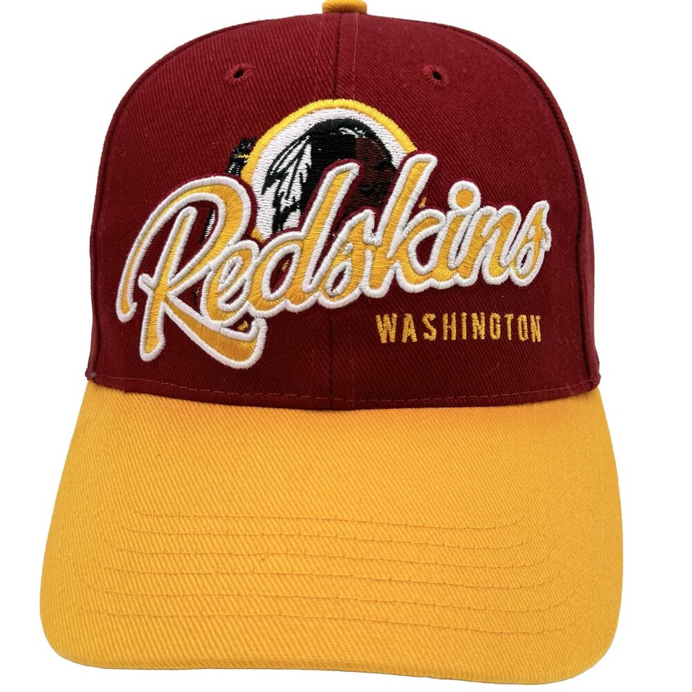 WASHINGTON REDSKINS Script & Logo Red/Gold  Adj. Strap back  NFL Team Apparel